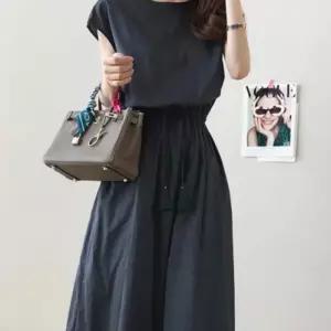 [라일리여성의류] Rly 여성 립라인 허리 스트링 여름 코튼 민소매 롱