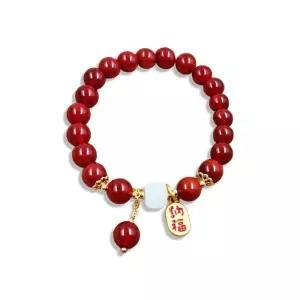 [라일리쥬얼리] Rly 팔찌 마노석 옥장식 염주 레드