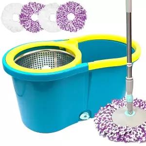 [청소앤] 메가파워 동글이 물걸레 핸드스핀 청소기+백색걸레2장