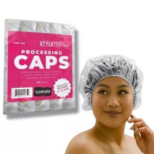 스타일텍 일회용 투명 가공/샤워 헤어 캡 100개 21인치 XL 사이즈 두꺼운 방수 컨디셔닝