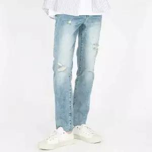 TBZ JMM 5033 남성워싱헤지컷팅스판청바지