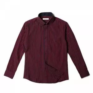 TBZ KING 스트라이프 버건디 긴팔셔츠 95-110