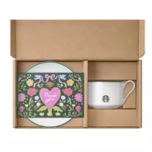 스타벅스땡스 플라워 커피잔 머그앤소서 선물 260ml BNA