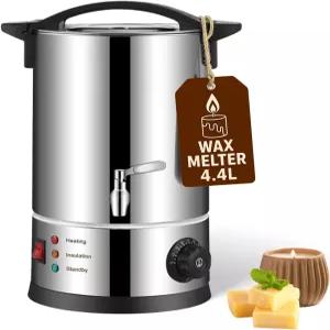 양초 제조용 GKFF 왁스 멜터 비누 로션 및 바디 버터 4.4L(7파운드) 초대형 전기 용광로 온도 조절 퀵 푸어