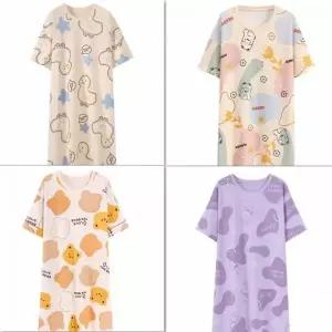 곰돌이 반팔 원피스 잠옷 홈웨어 파자마