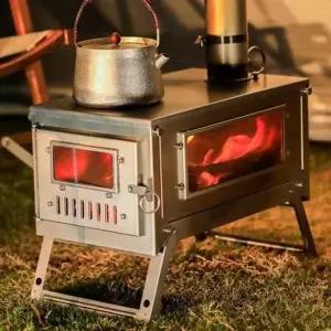 야외 화목 난로 화목 난로 캠핑 휴대용 티타늄 접이식 풀세트 용품