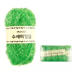 유니아트 (5개입) 미니 (털실) 수세미 (연두) 털실 뜨개실