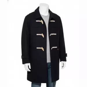 LEE 울 블렌드 롱 더플 코트 겨울 네이비