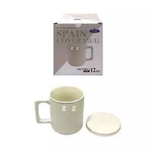 도자기 뚜껑머그컵 12oz 1개 손잡이물컵 커피잔-WD406F1