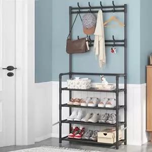 멀티 수납정리대 옷정리 신발장 철제 행거 랙 4단 (KYR-WEE90E3)