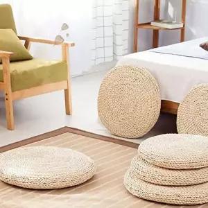 [알티피아]라탄방석 쿠션형 원형 좌식방석 쿠션 스툴 왕골-WD3F6CD