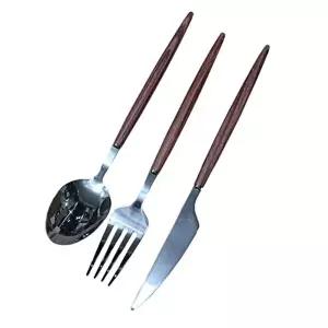 [조르지오]우드 TI40JX87 커트러리 양식기 포크 나이프 수저 세트 월넛