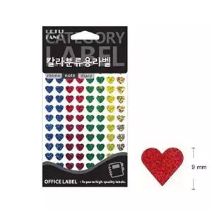[알티피아]하트 홀로그램 스티커 R344A 9mm 혼합색상 원형 용 표-WD34AAD