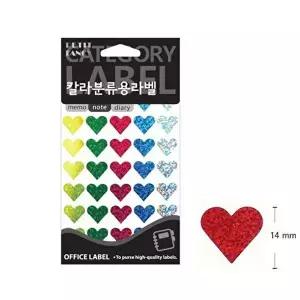 [알티피아]하트 홀로그램 스티커 R343A 14mm 혼합색상 용 원형-WD34AAC