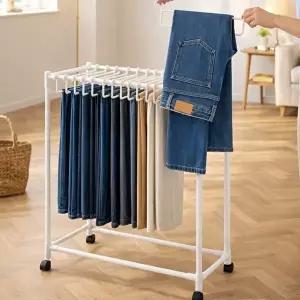 [보노하우스]엘라움 이동식 바지행거 최대 30벌 수납 슬림 바지걸이 옷 정리