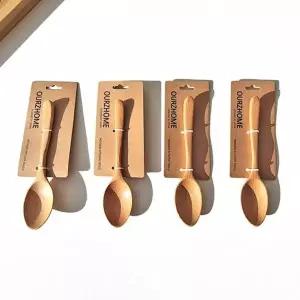 느티나무 EM75BZ90 원목 숟가락 4세트 스푼 수저 나무 우드 감