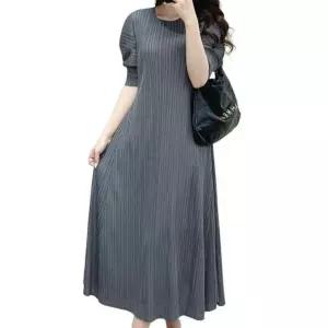 여성플리츠퍼프소매원피스 여름 주름원피스 데일리 롱치마 드레스 블랙 캐주얼 하객룩 임부복