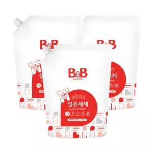 비앤비 유아 세탁 섬유세제 베이비파우더 1500ml 리필형X3개입