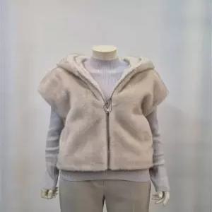 쉬즈미스 인조밍크 조끼 페이크 후드 퍼 베스트 P445010