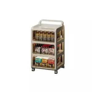 플라스틱 주방 5단 드레스룸 옷 서랍장 바퀴형 5층폭33cm-4겹갈색서랍 투명