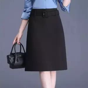 여성 하이웨스트 A라인 H라인 믹스 스커트 봄가을 힙업 일자 중기장 치마 MACHI1
