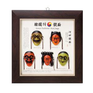 [박씨상방] 하회탈 5형 사각나무액자