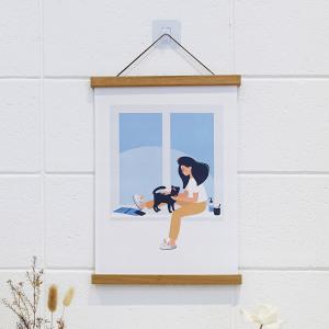 행잉 우드 프레임 7size - 원목 액자 나무 족자 자석고정 스크롤 인테리어 집꾸미기