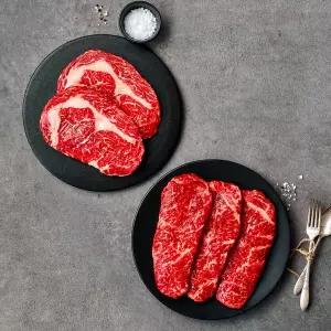 [오늘자연][바로배송][냉장][오늘자연]청정한우 1등급 알뜰 구이세트 1호 700g (등심 350g + 채끝 350g)