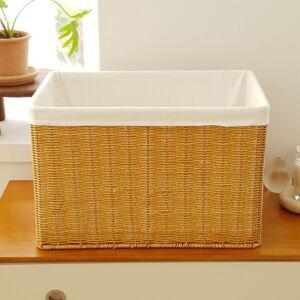 대형 라탄 PP 사각 바구니 오픈형 수건 수납 보관함 44x30x28cm