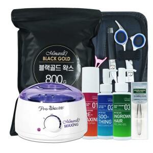 블랙골드 왁싱 풀세트 셀프왁싱 브라질리언 겨드랑이 팔 다리털 제모 워머기 가위 전후처리제X홀릭골드800g