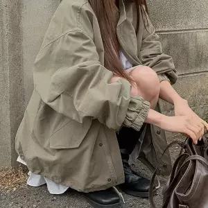 [빅사이즈]이블렛 뷔하스 스트링 야상 점퍼 제이스타일