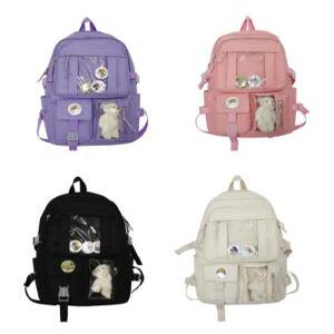 파스텔 외부 포켓 가벼운 책가방 초등 중등 고등 데일리 백팩 여행 학교 학원 신학기 입학 선물