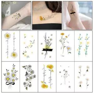 느낌상점 민들레 꽃 타투스티커 수채화 헤나 도안 지워지는 문