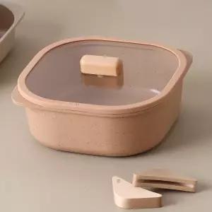 피카 오브제 컴포트 테라코타 사각 전골냄비 20cm+우드그립 2p