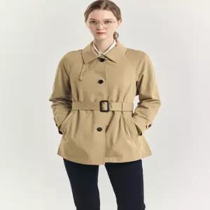 헤지스 여성 24FW [클리어런스]베이지 발마칸 하프 트렌치 코트 HSCO4D801I2