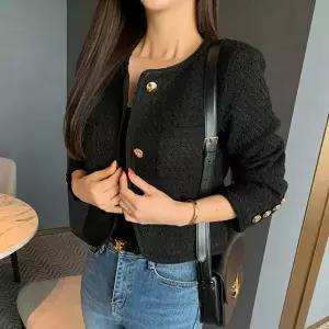 [미나그램] 펠린 금장 노카라 트위드자켓