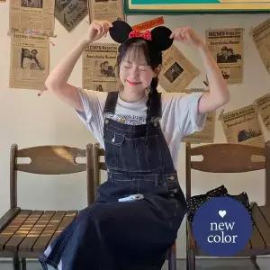 핫핑 프니엘 워싱 오버롤 멜빵 데님롱원피스