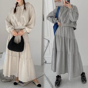 허밍퍼플 여성용 7597-HS 캔디 세트 상의 하의 치마 후드 Set 신상 스타일 좋은 캉캉 스커트 크롭 여성의류