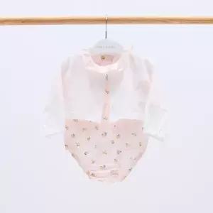 [달퐁]큐비앤맘 에밀리플라워 7부바디슈트 가디건 세트