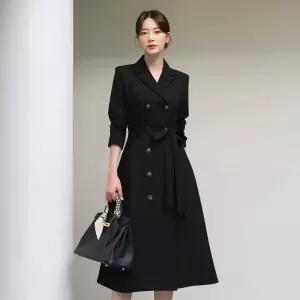 [시크라인] (~XXL까지) 베인다 더블버튼 투웨이 포멀 원피스 봄 가을 코트 오피스룩 하객룩 모임룩 미시룩 빅사이즈