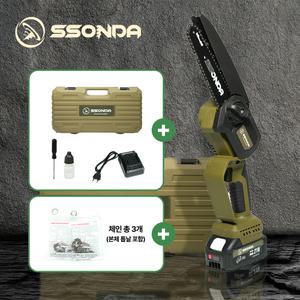 쏜다 고출력 미니 무선 소형 15cm 전기톱 6인치 체인톱 충전식 4.0 배터리 전동톱 21V 풀세트