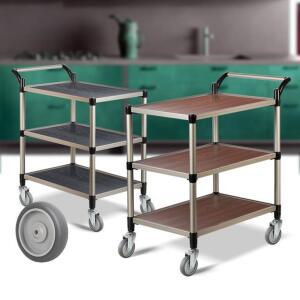 월넛 3단 특대 회색바퀴 호텔 뷔페 웨곤 선반트롤리 업소용써빙카트 식당웨건 운반차 배식카