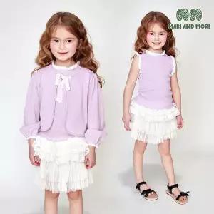 [보리보리/월튼키즈]리본프릴가디건슬리브리스세트