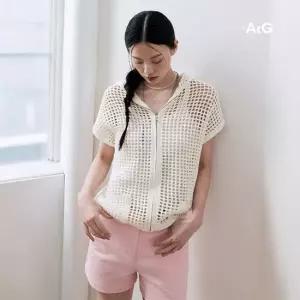 더엣지 25SS 코튼100 크로셰 후드 집업 1종