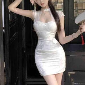 홀복 섹시원피스 파티룩 의상 클럽 BJ 여성 드레스 전문 레이스 벨벳 슬림 나시