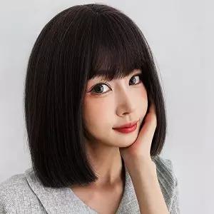 단발 통가발 내추럴블랙 기성 티안나는 패션 전체-WFHFK8H