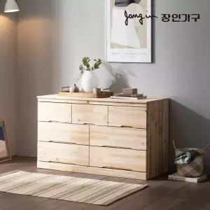 [장인가구]네프 삼나무원목 7서랍 와이드서랍장