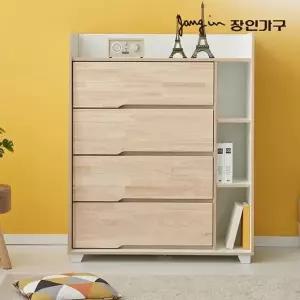 [장인가구]뉴시드니 편백나무 4단 1000 멀티수납 전도방지 서랍장