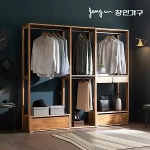 [장인가구]세이 원목 드레스룸 2200 옷장 2단서랍 행거형