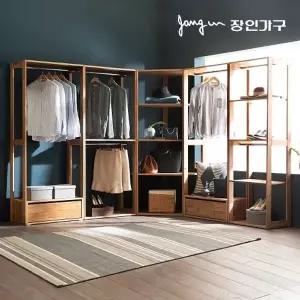 [장인가구]세이 원목 드레스룸 3400 옷장 1단서랍 선반 코너형